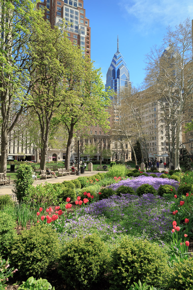 Philadelphia Gardens in Spring with Skyline
